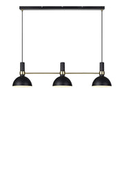 Lampadario LARRY 3L Nero/Ottone spazzolato