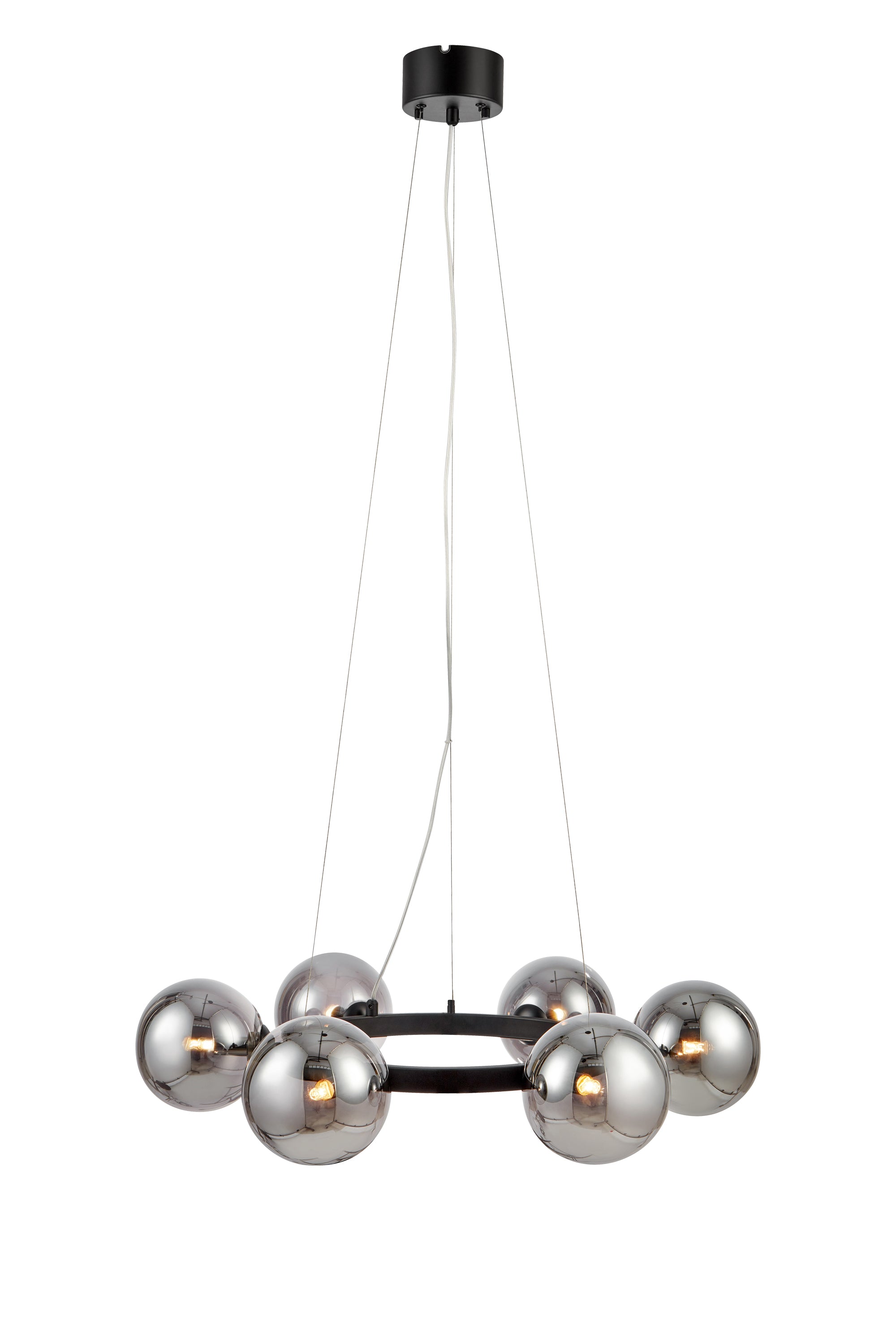 Lampadario CIRCLE 6L Nero/Fumo