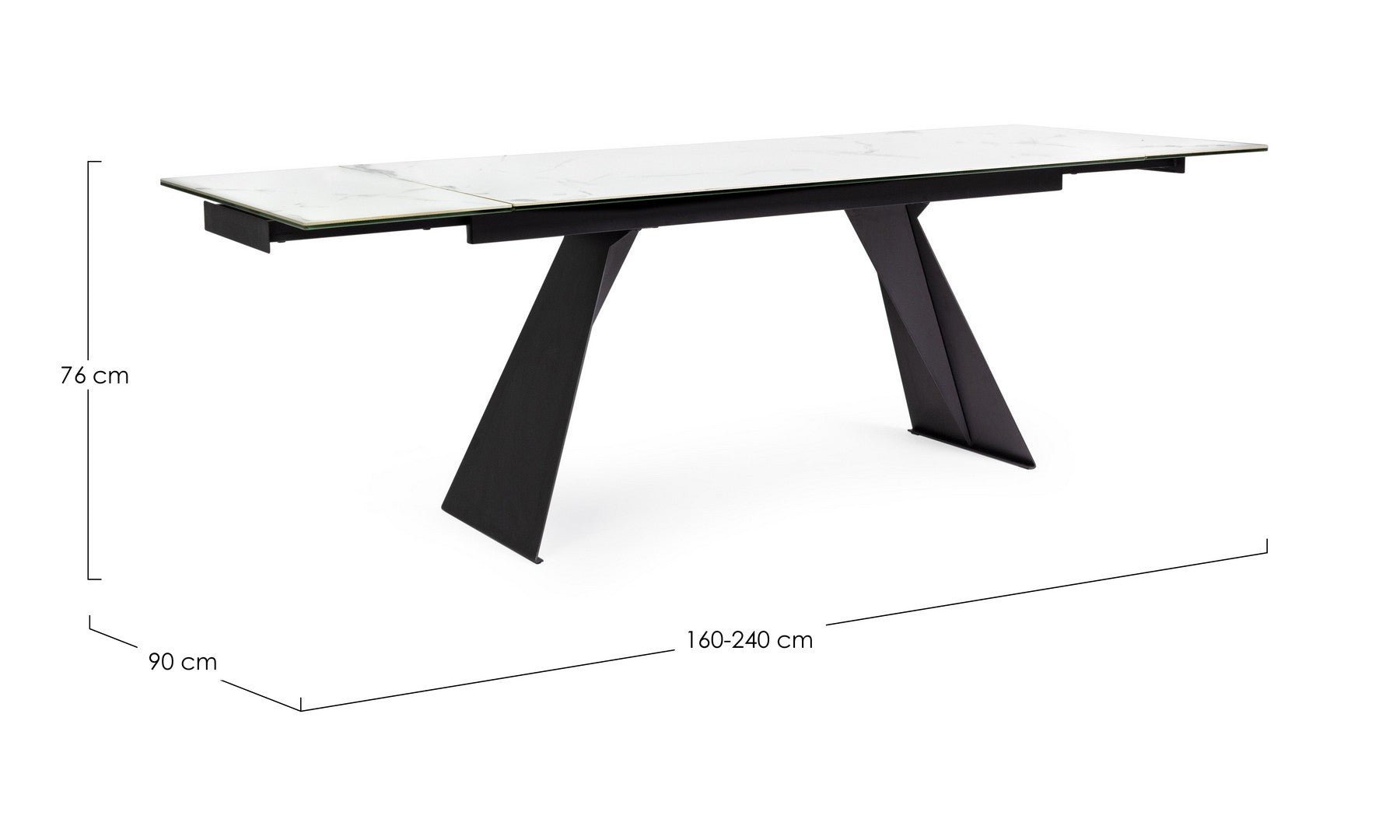 Tavolo allungabile in ceramica su vetro temperato 160-240x90 cm