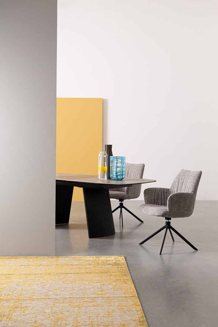 Tavolo allungabile in ceramica con gambe in acciaio 180-220x90 cm