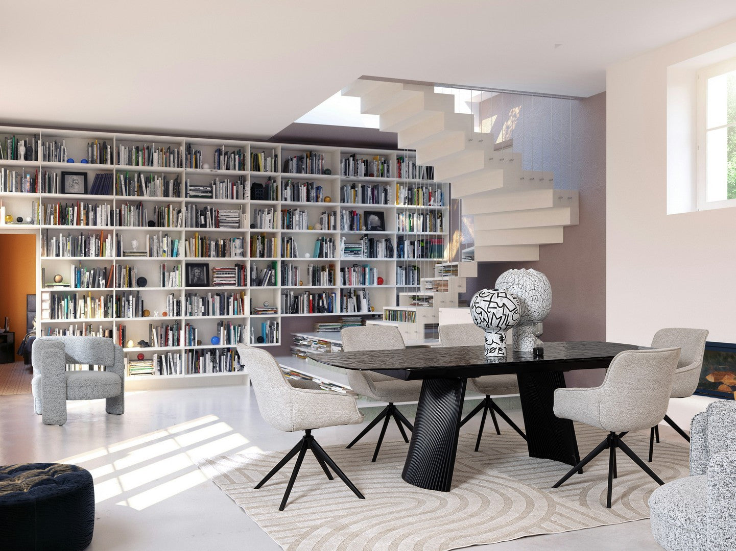 Tavolo allungabile in vetro effetto bocciardato 180-220x90 cm