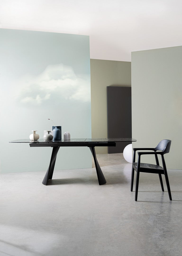 Tavolo allungabile in vetro effetto bocciardato 180-220x90 cm