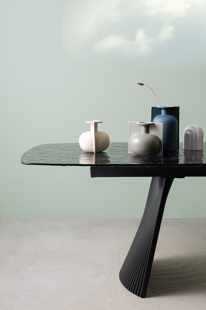 Tavolo allungabile in vetro effetto bocciardato 180-220x90 cm