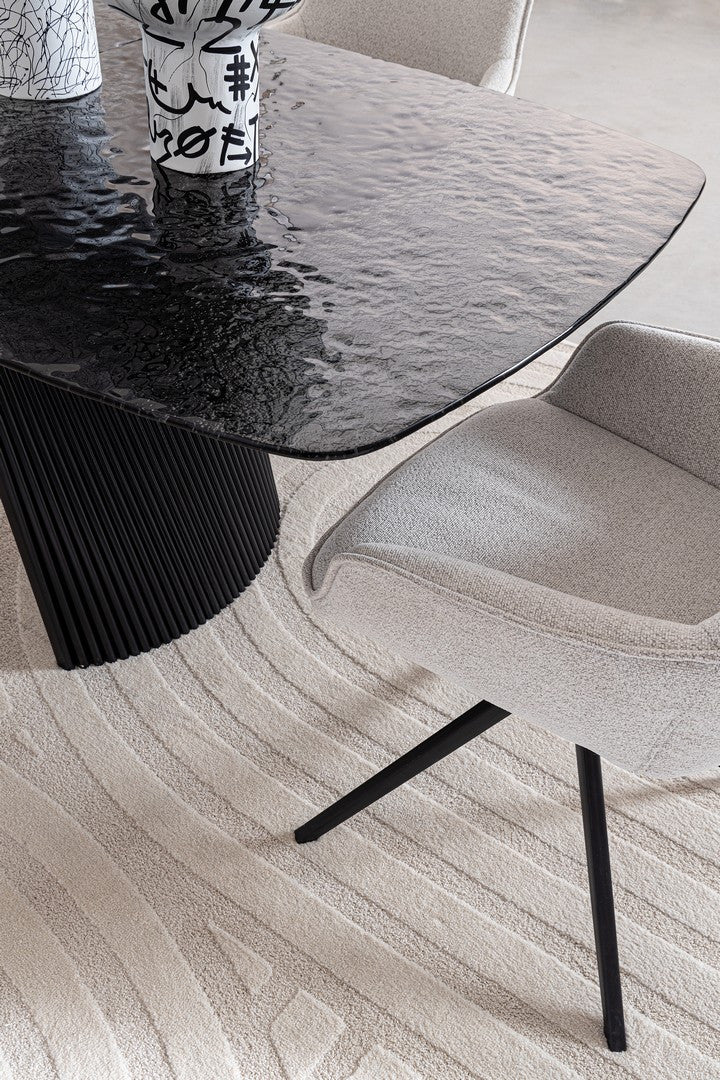 Tavolo allungabile in vetro effetto bocciardato 180-220x90 cm