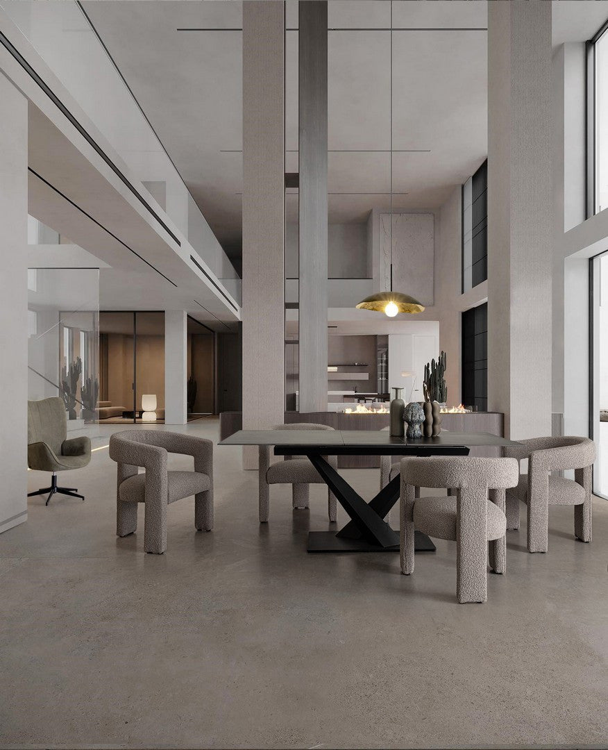 Tavolo allungabile in gres porcellanato effetto marmo 160-200x90 cm