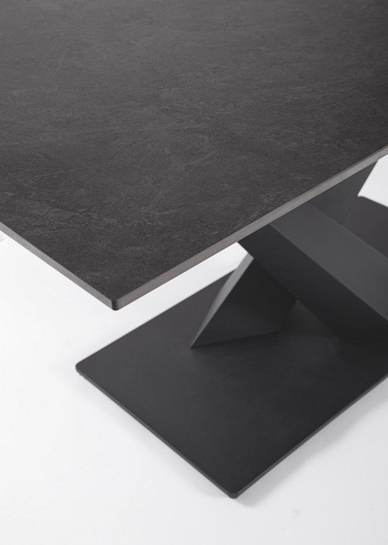 Tavolo allungabile in gres porcellanato effetto marmo 160-200x90 cm