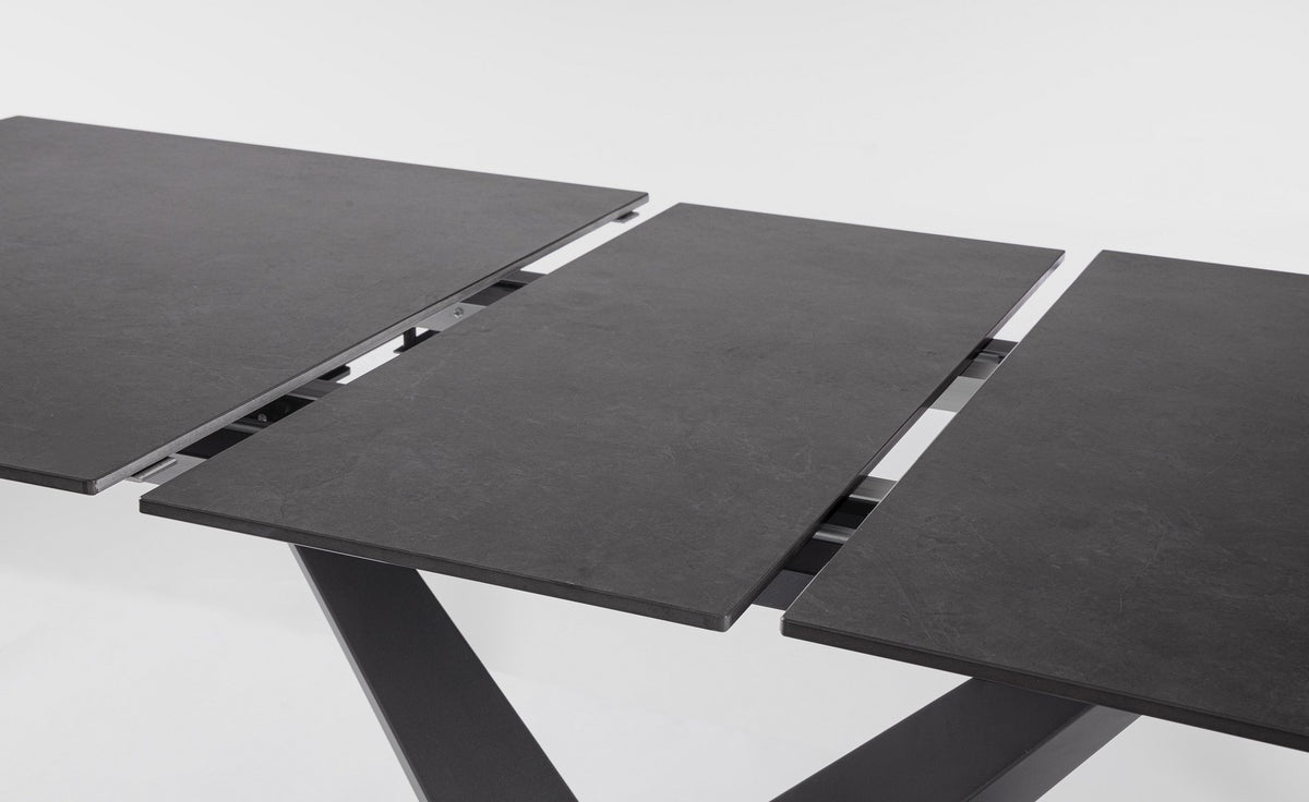 Tavolo allungabile in gres porcellanato effetto marmo 160-200x90 cm
