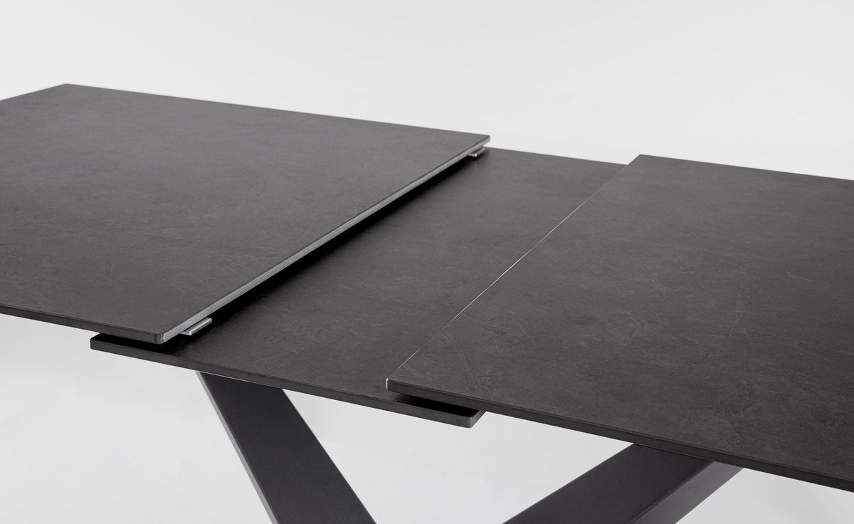 Tavolo allungabile in gres porcellanato effetto marmo 160-200x90 cm
