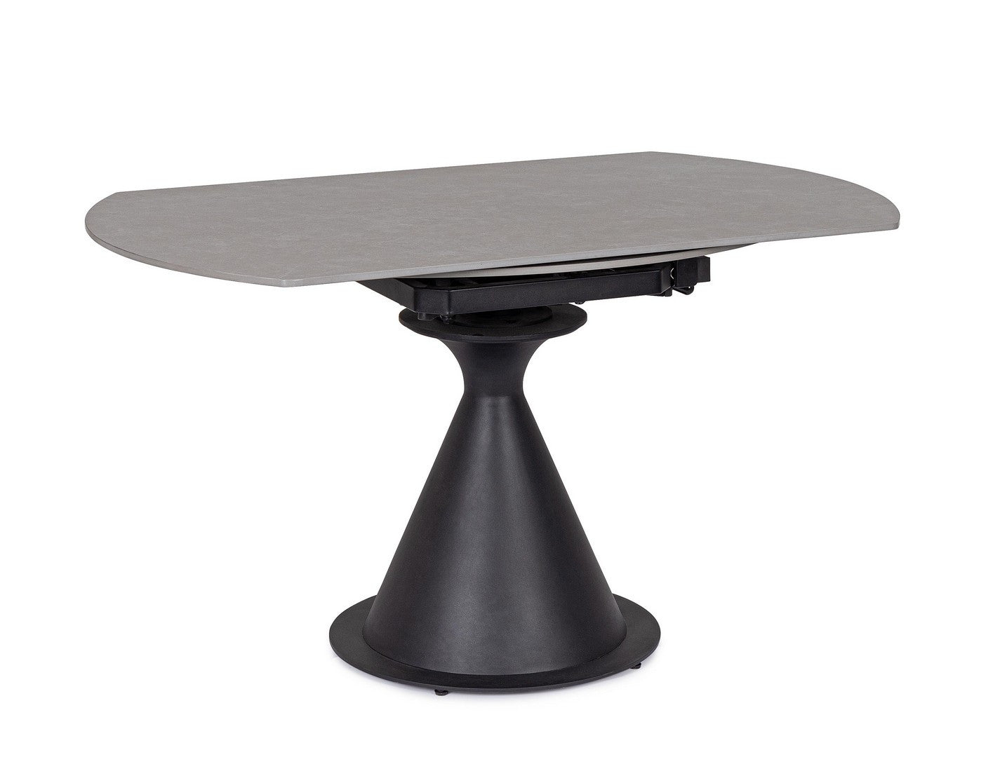Tavolo rotondo allungabile in gres porcellanato effetto marmo 85-135 cm
