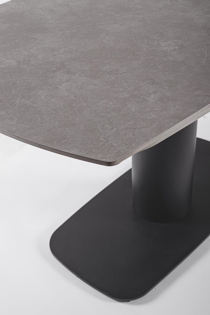 Tavolo allungabile in gres porcellanato effetto marmo 140-200x80 cm