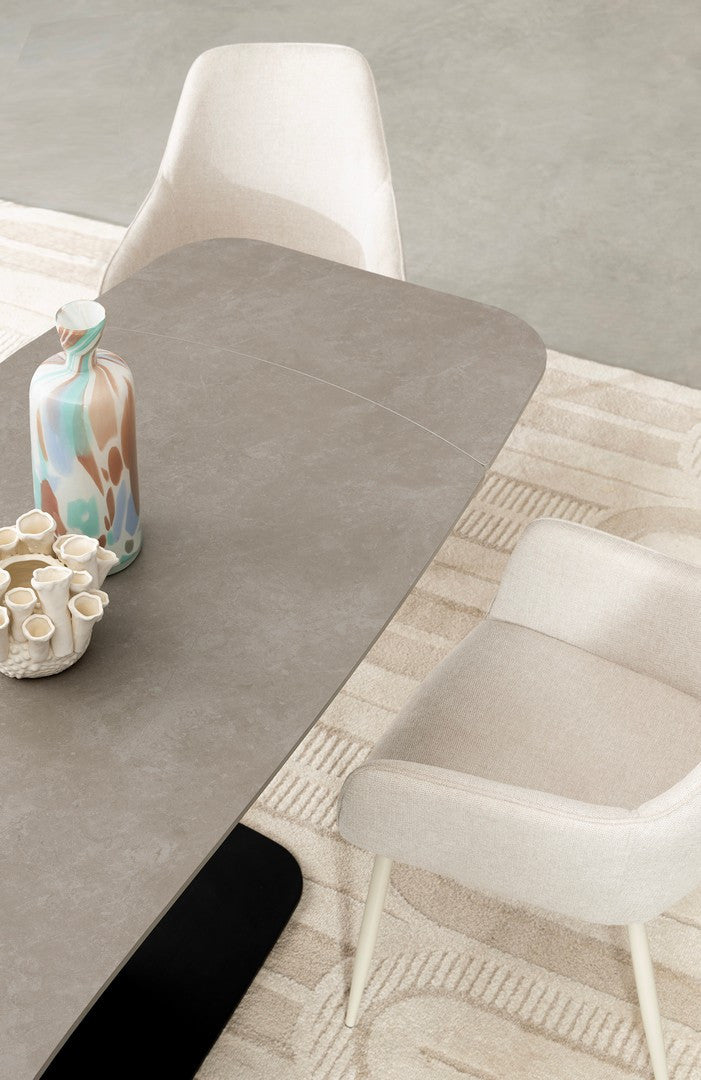 Tavolo allungabile in gres porcellanato effetto marmo 140-200x80 cm