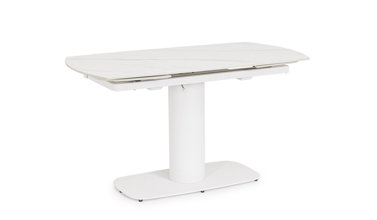 Tavolo allungabile in gres porcellanato effetto marmo 140-200x80 cm
