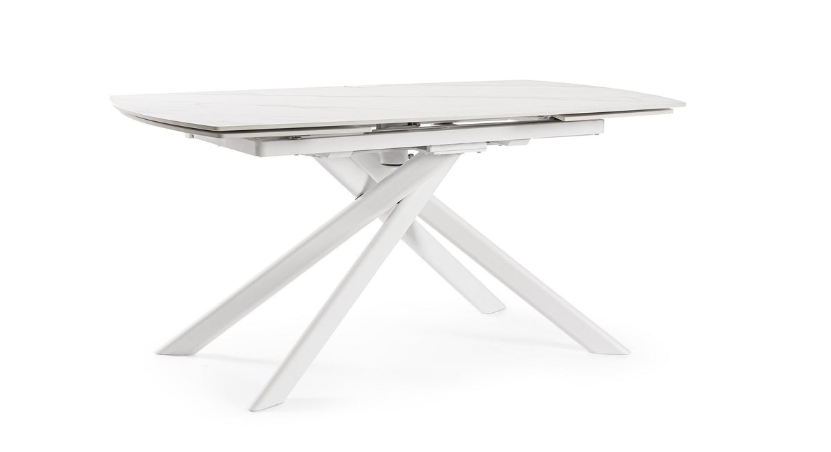 Tavolo allungabile in gres porcellanato effetto marmo 160-240x90 cm