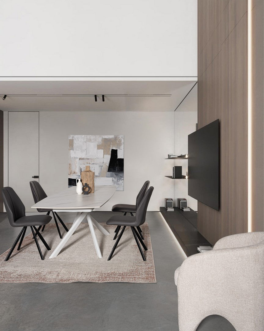 Tavolo allungabile in gres porcellanato effetto marmo 160-240x90 cm