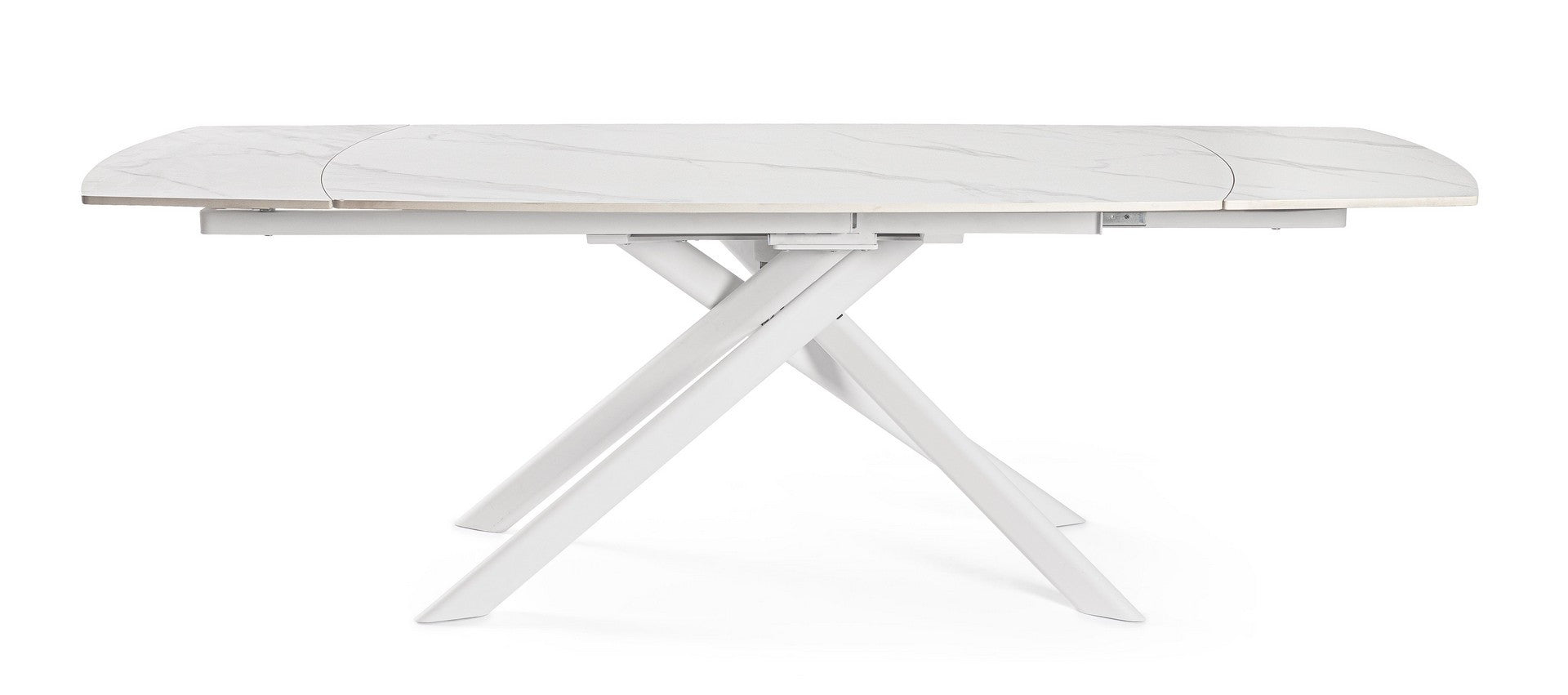 Tavolo allungabile in gres porcellanato effetto marmo 160-240x90 cm