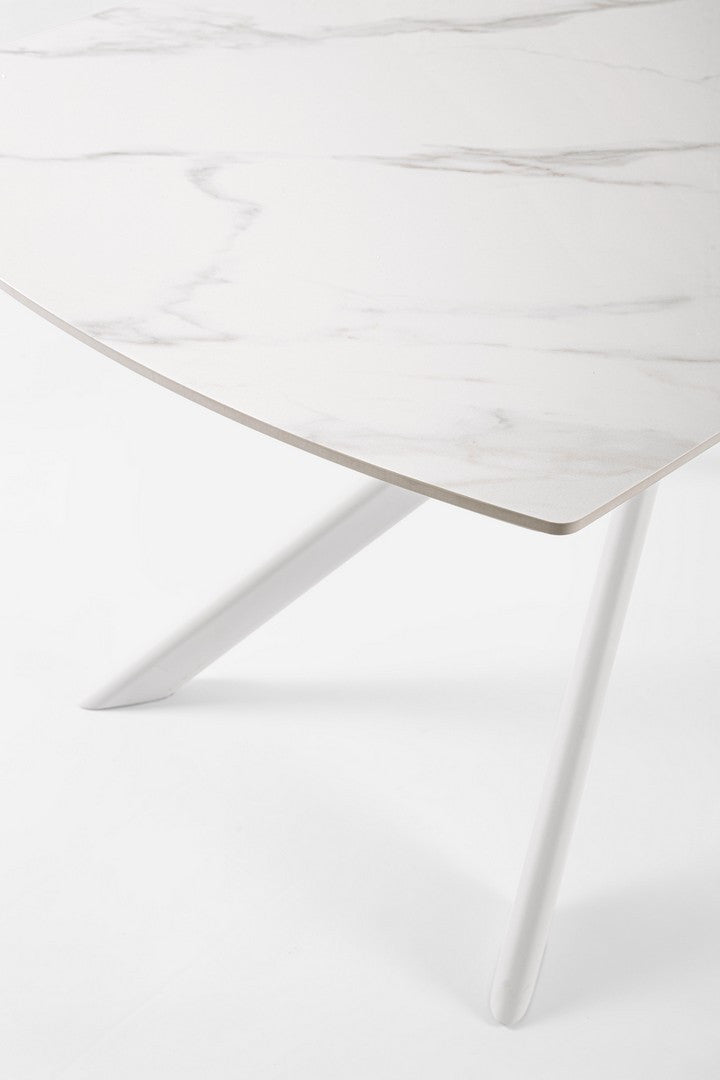Tavolo allungabile in gres porcellanato effetto marmo 160-240x90 cm