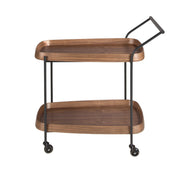 Carrello minibar in noce e acciaio nero