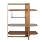 Libreria rettangolare destra in noce chiaro e legno color greige