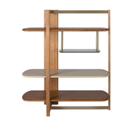 Libreria rettangolare sinistra in noce chiaro e legno color greige