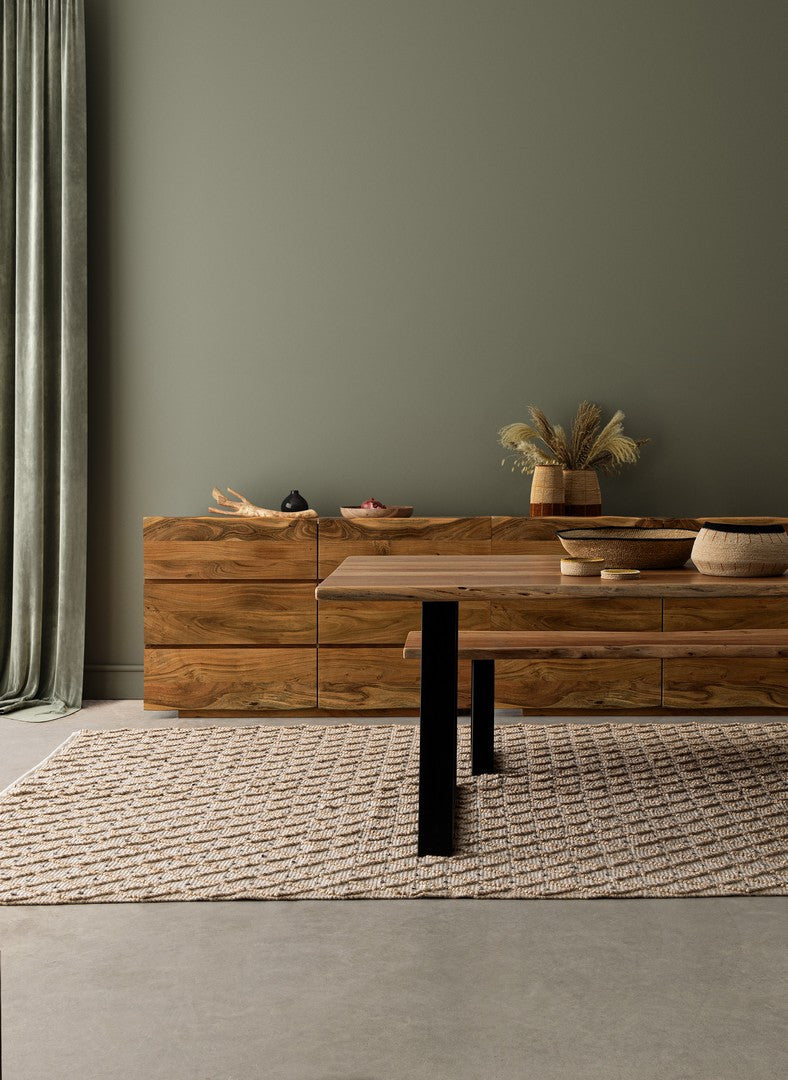 Tavolo in legno di acacia lavorato a mano 200x95 cm
