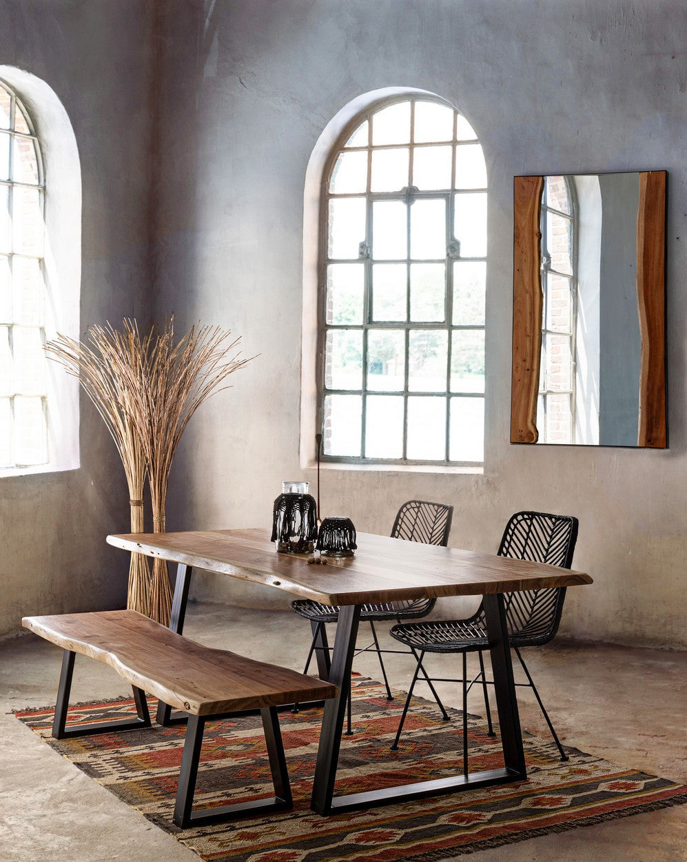 Tavolo in legno di acacia lavorato a mano 200x95 cm