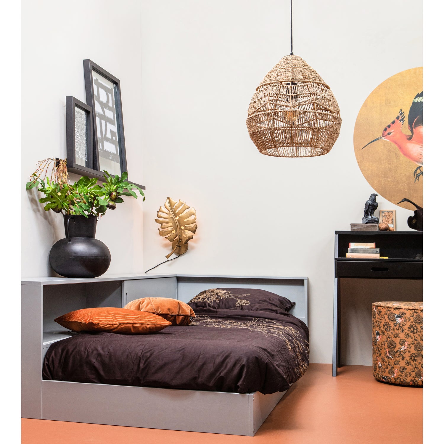 Letto angolare connect grigio cemento