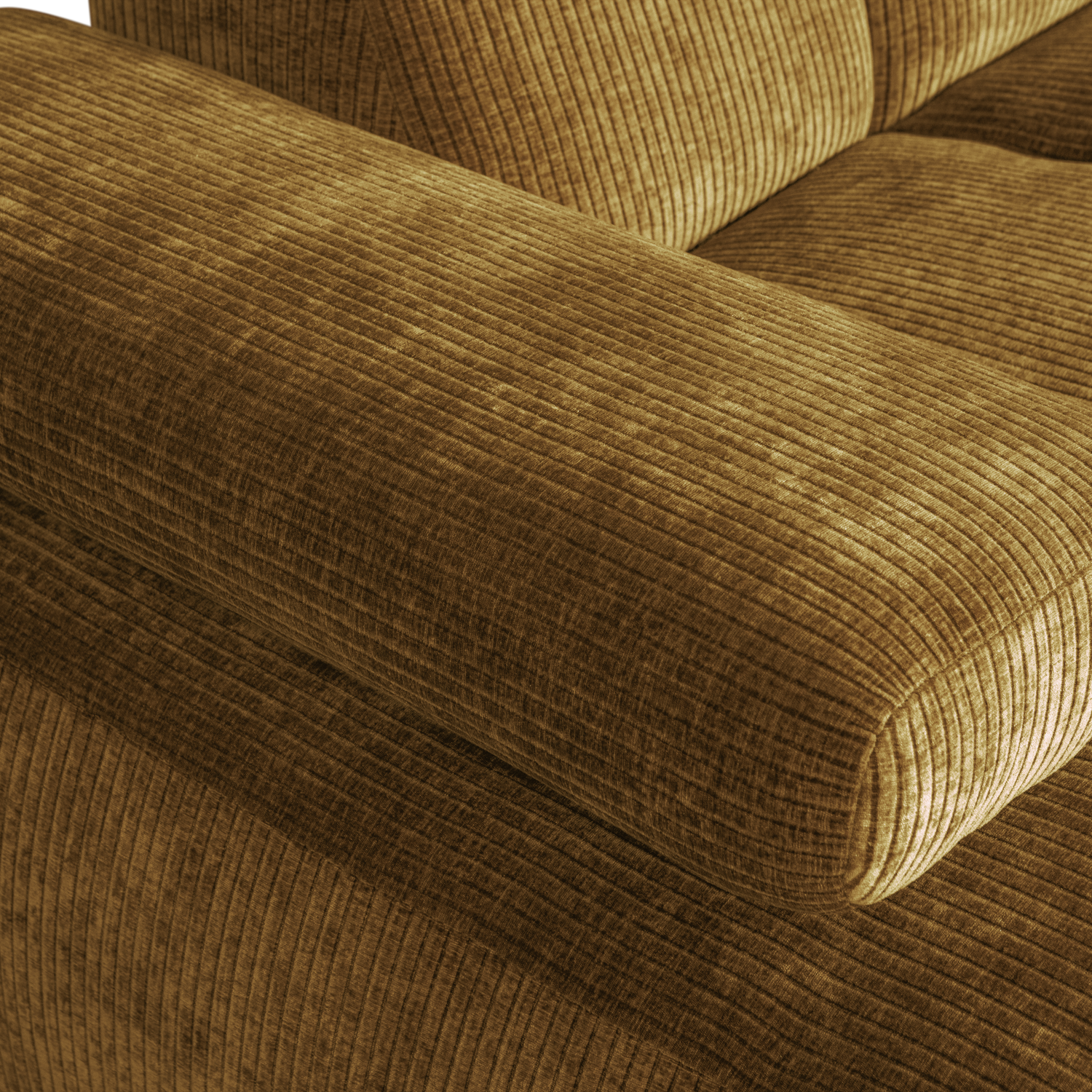 Divano chaise longue mojo sinistra tessuto a coste intrecciato giallo miele