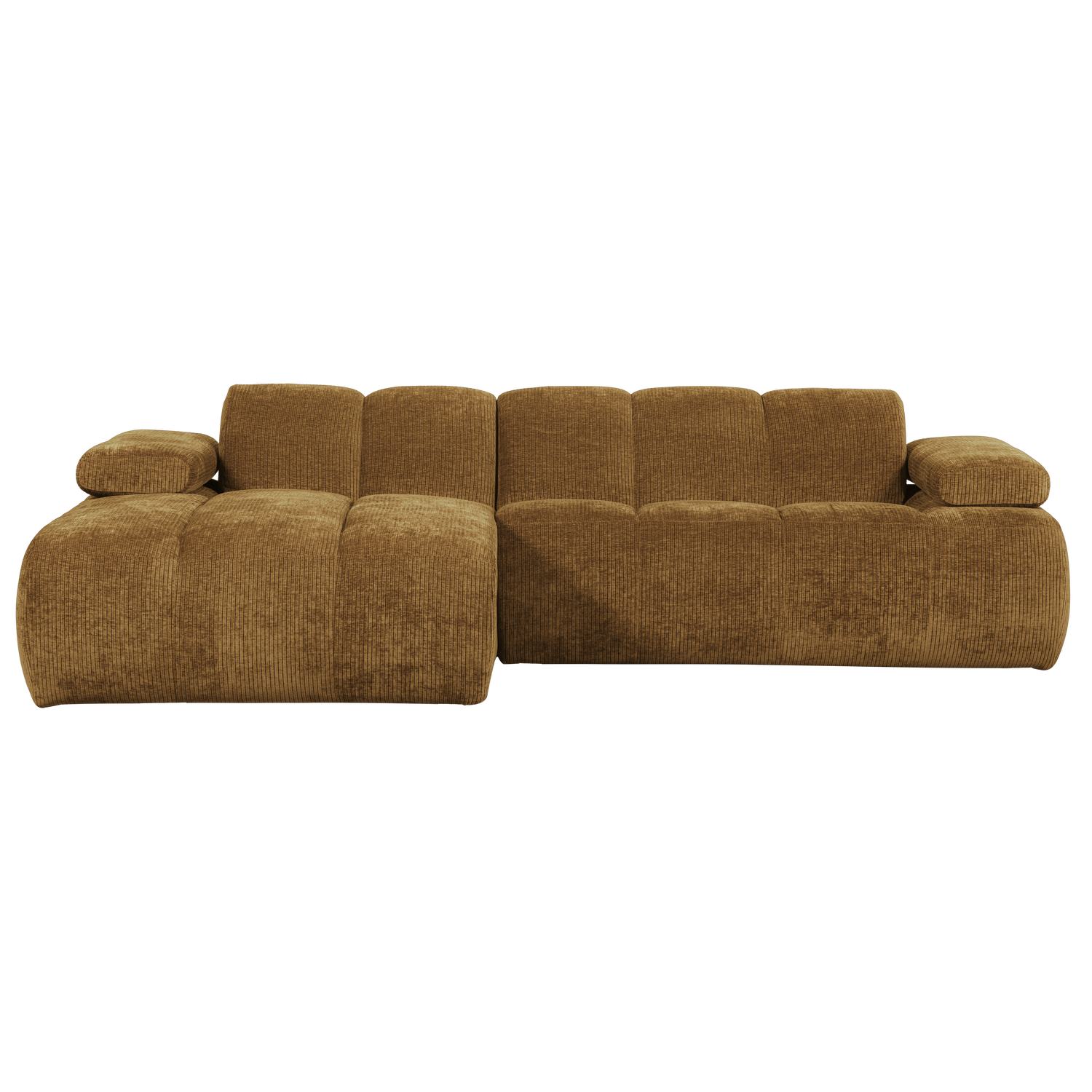 Divano chaise longue mojo sinistra tessuto a coste intrecciato giallo miele