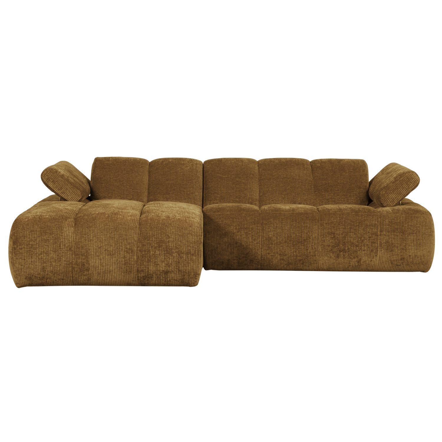 Divano chaise longue mojo sinistra tessuto a coste intrecciato giallo miele