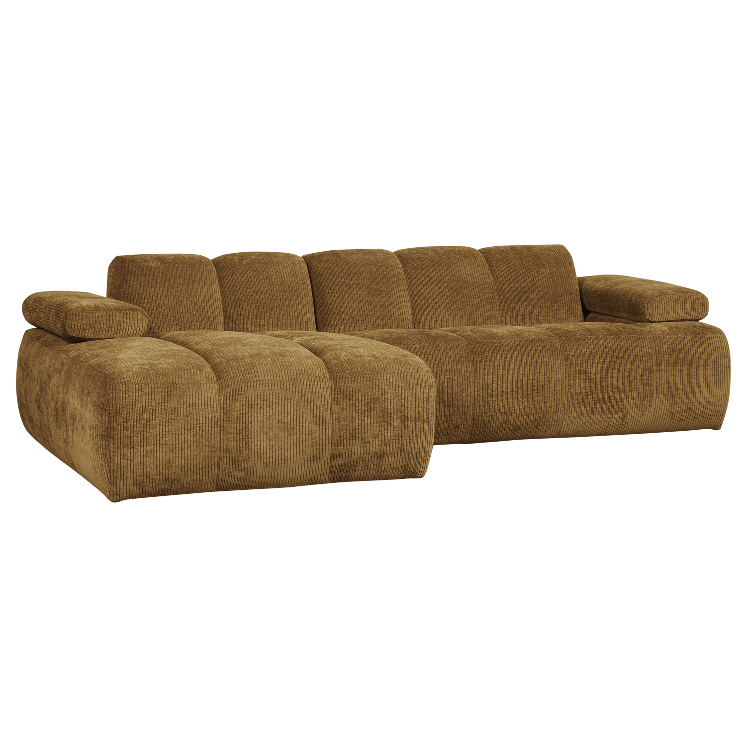 Divano chaise longue mojo sinistra tessuto a coste intrecciato giallo miele