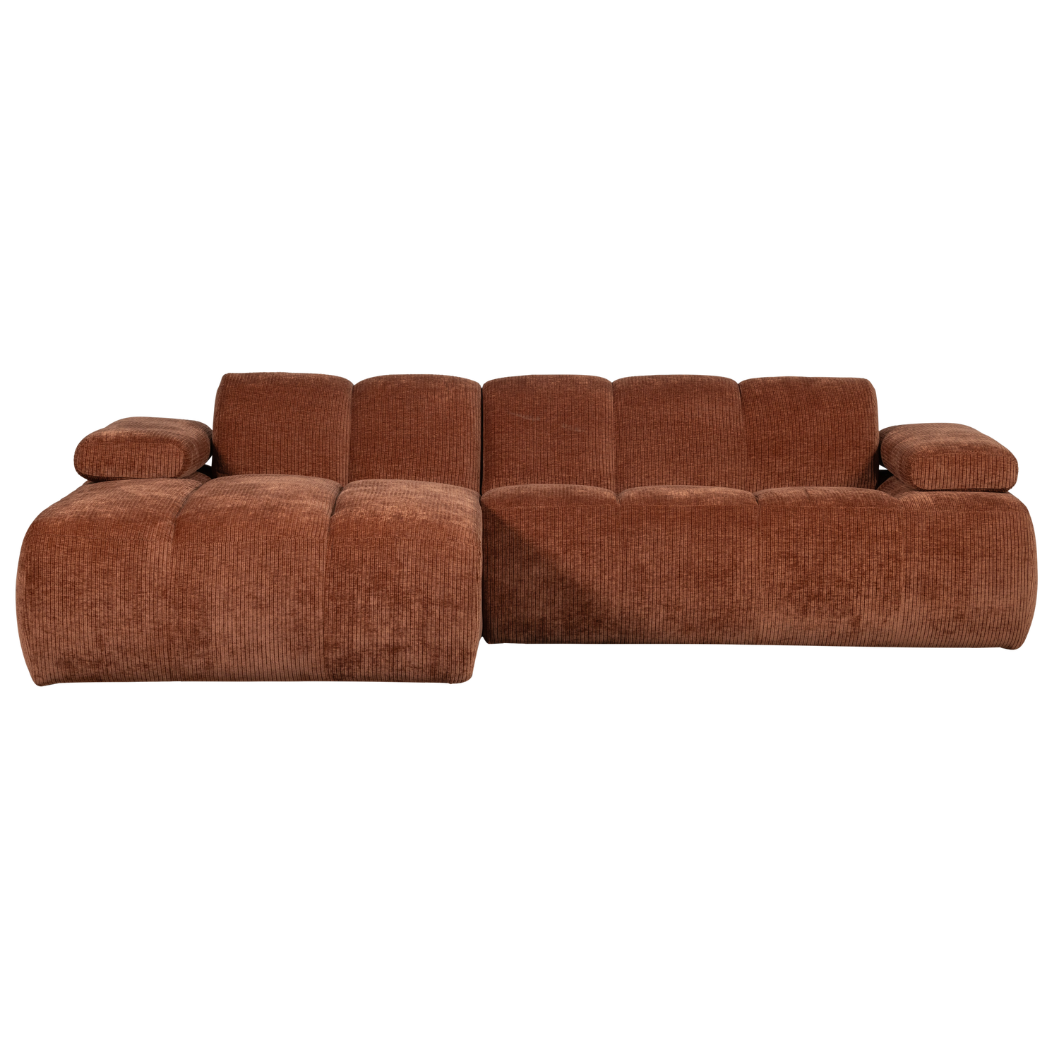 Divano chaise longue mojo sinistra tessuto a coste intrecciato marrone ruggine
