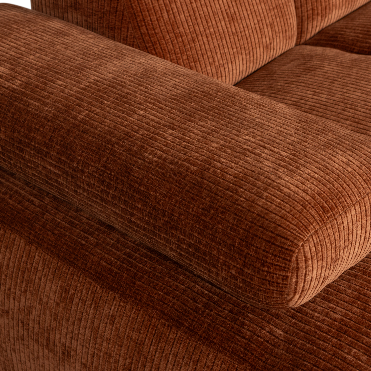 Divano chaise longue mojo sinistra tessuto a coste intrecciato marrone ruggine