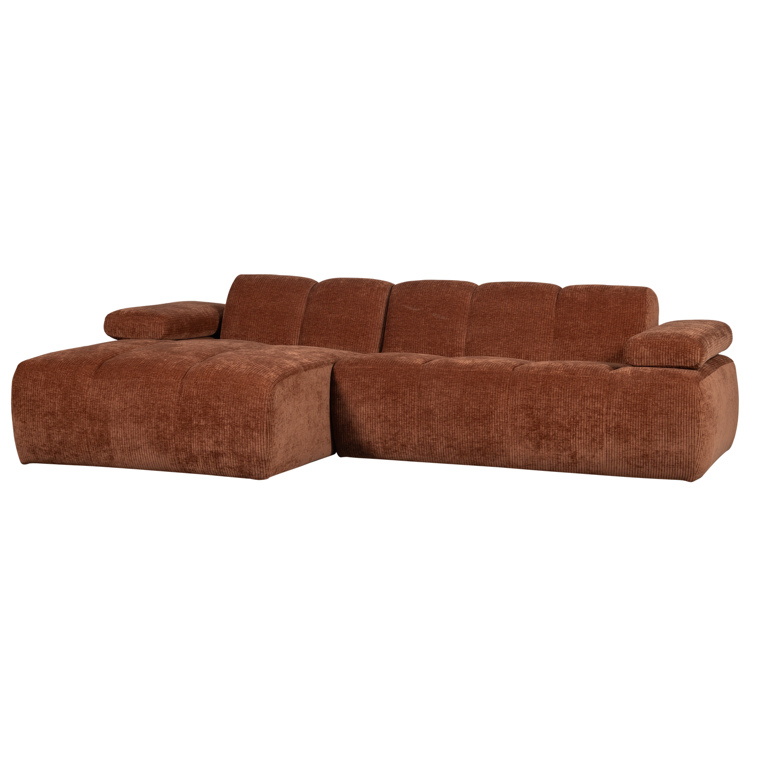 Divano chaise longue mojo sinistra tessuto a coste intrecciato marrone ruggine
