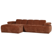 Divano chaise longue mojo sinistra tessuto a coste intrecciato marrone ruggine