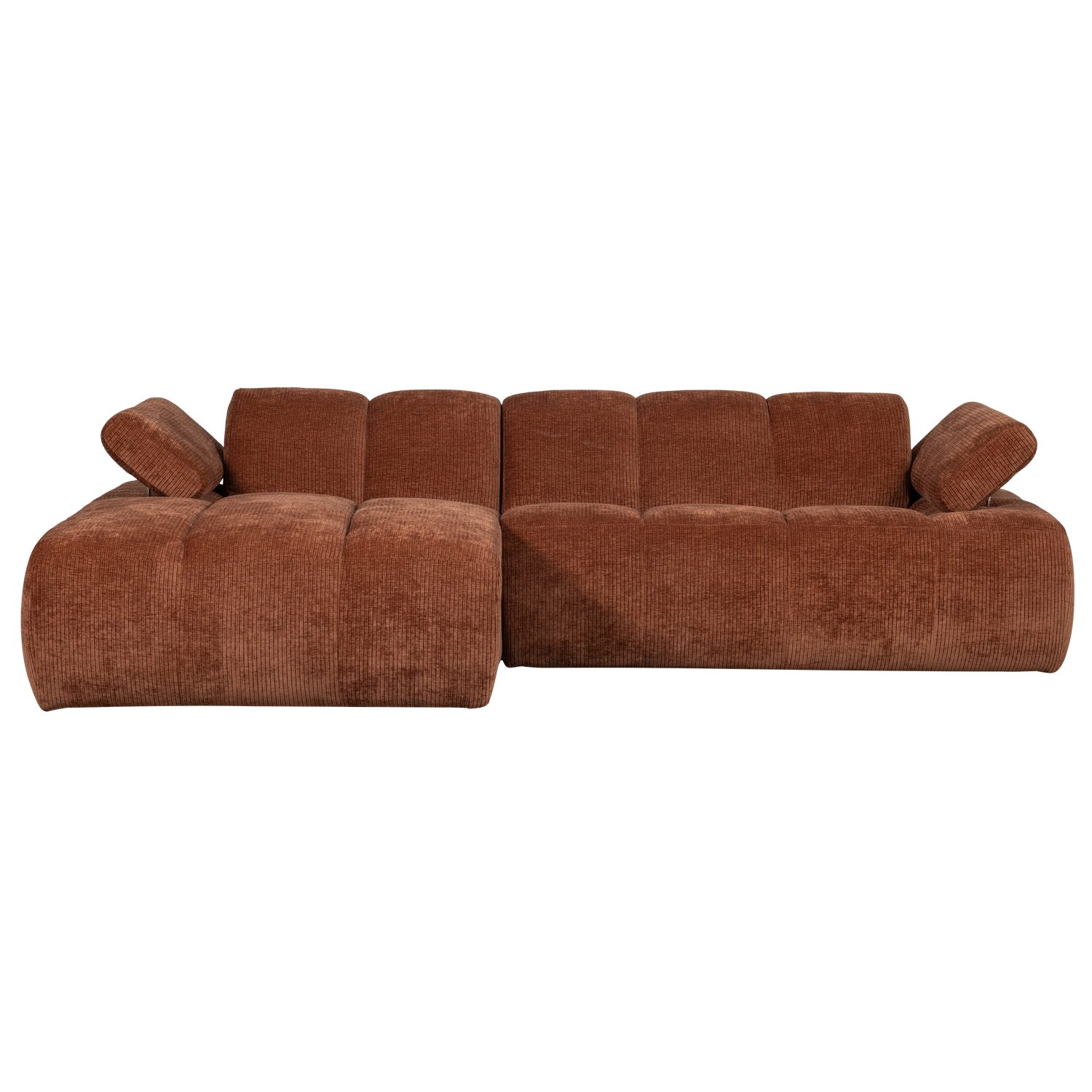 Divano chaise longue mojo sinistra tessuto a coste intrecciato marrone ruggine