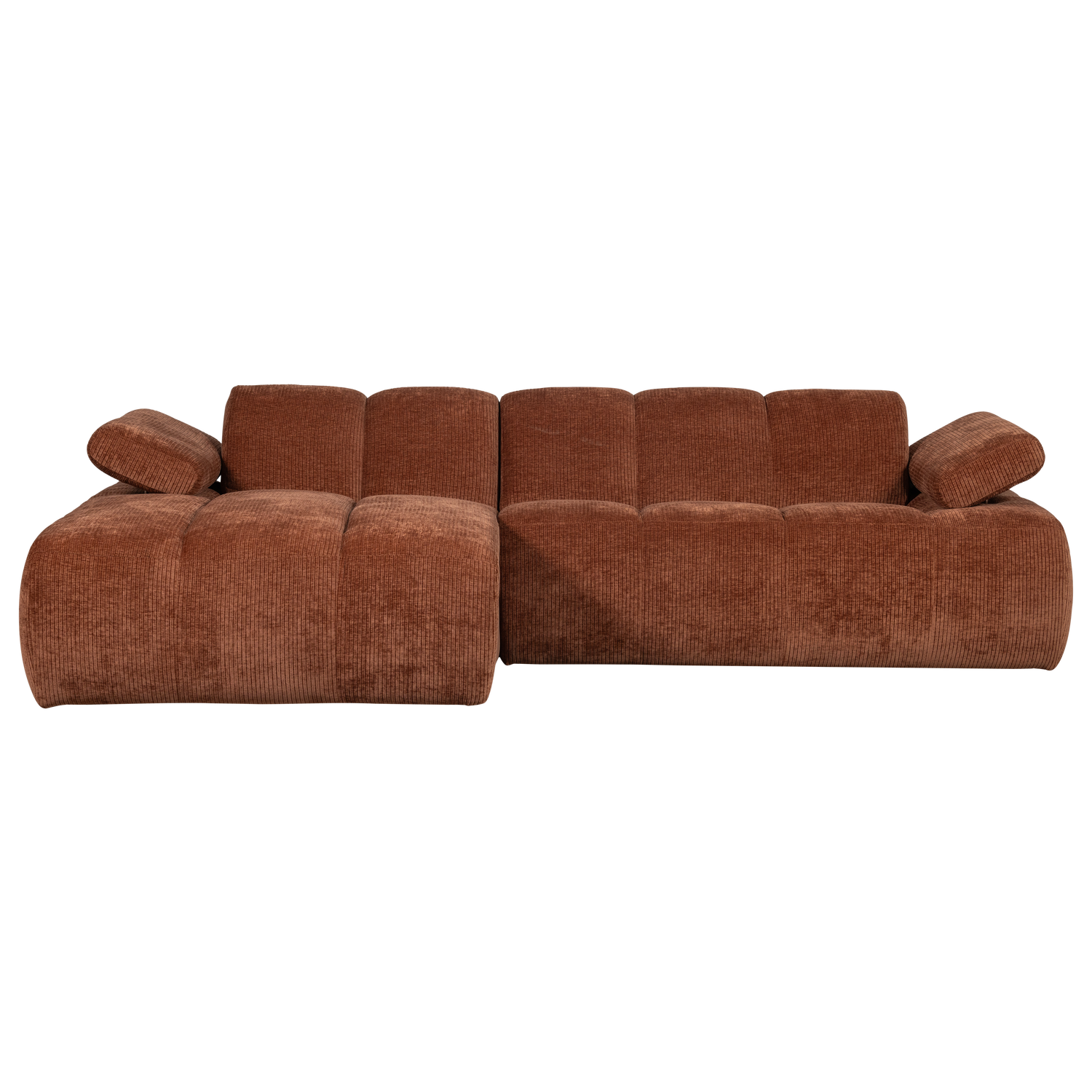 Divano chaise longue mojo sinistra tessuto a coste intrecciato marrone ruggine