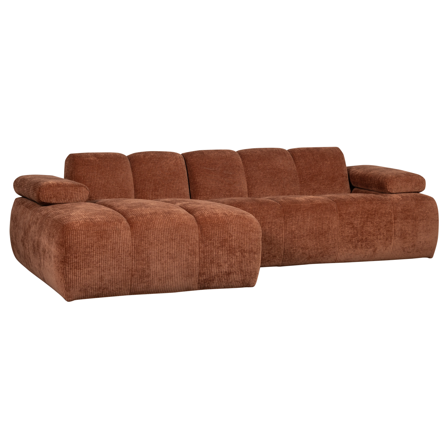 Divano chaise longue mojo sinistra tessuto a coste intrecciato marrone ruggine