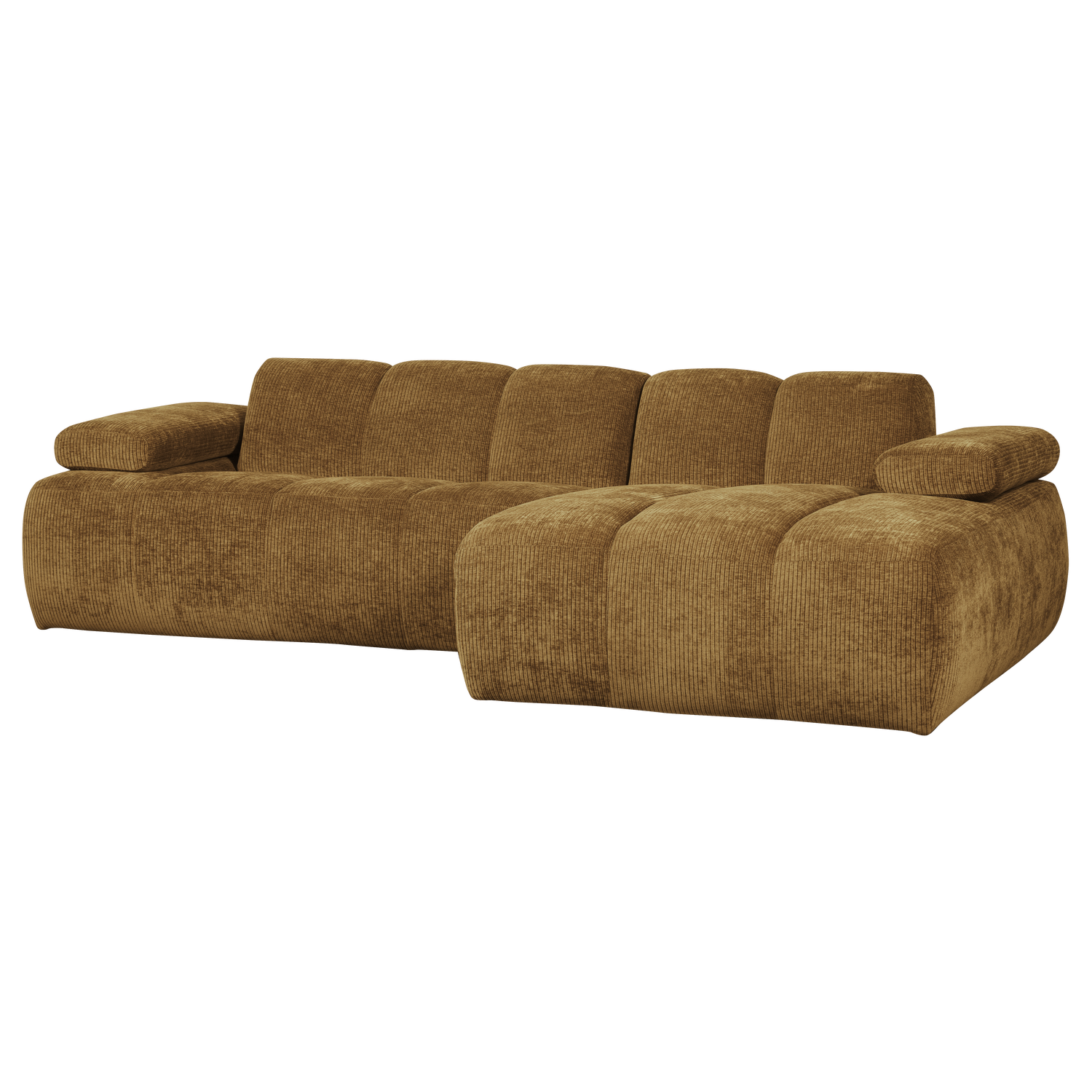 Divano chaise longue mojo destra tessuto a coste giallo miele