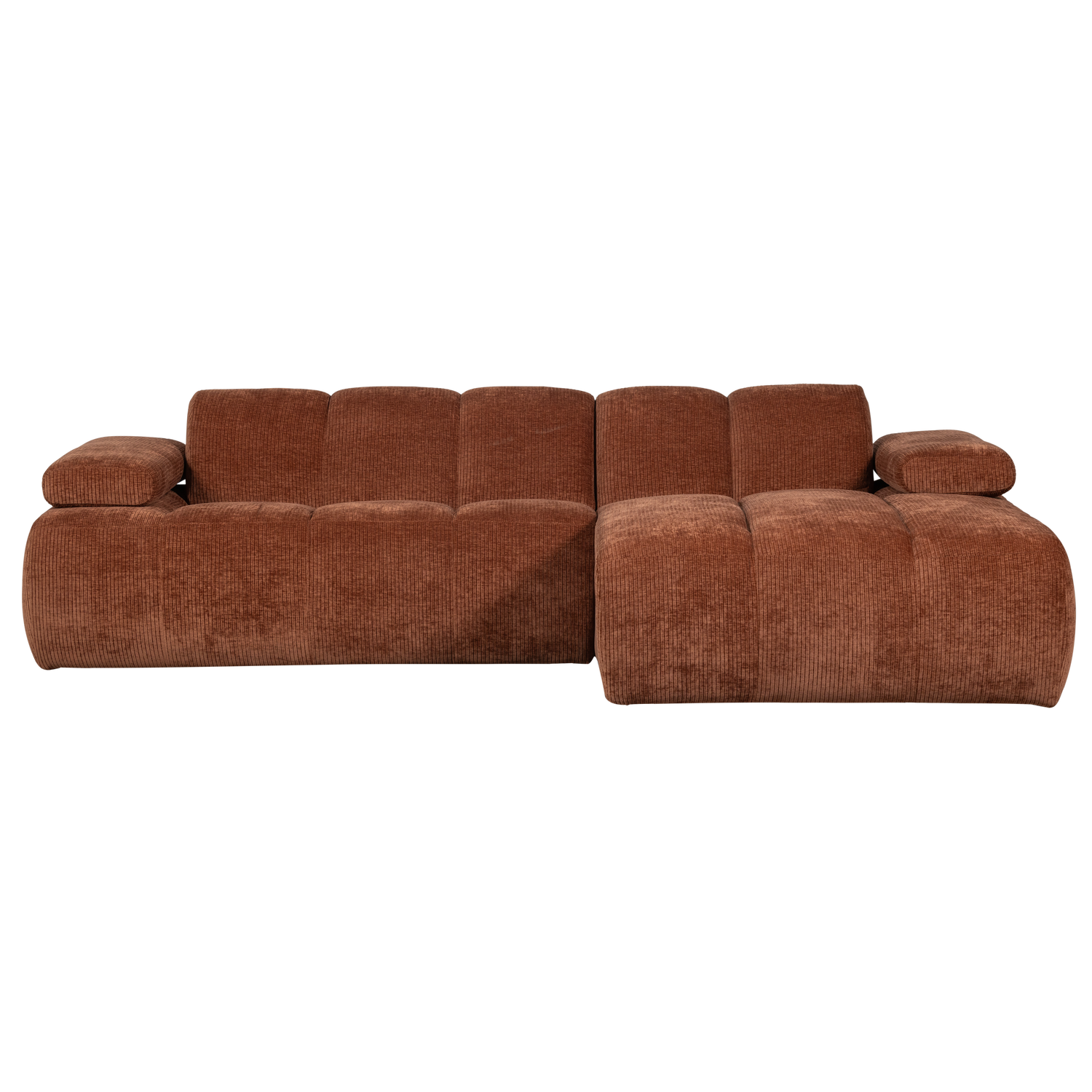 Divano chaise longue mojo destra tessuto a coste tessuto marrone ruggine