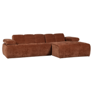 Divano chaise longue mojo destra tessuto a coste tessuto marrone ruggine
