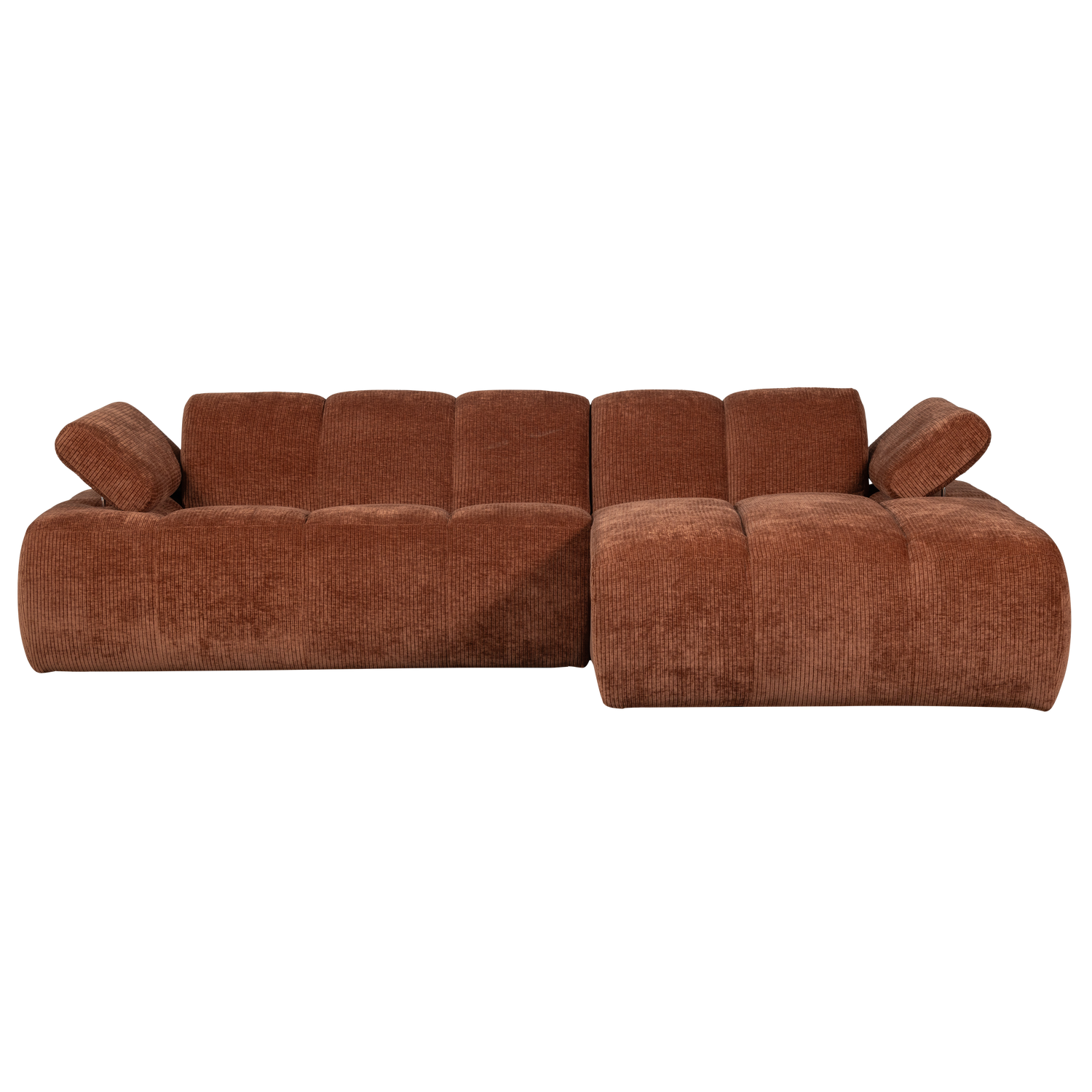 Divano chaise longue mojo destra tessuto a coste tessuto marrone ruggine