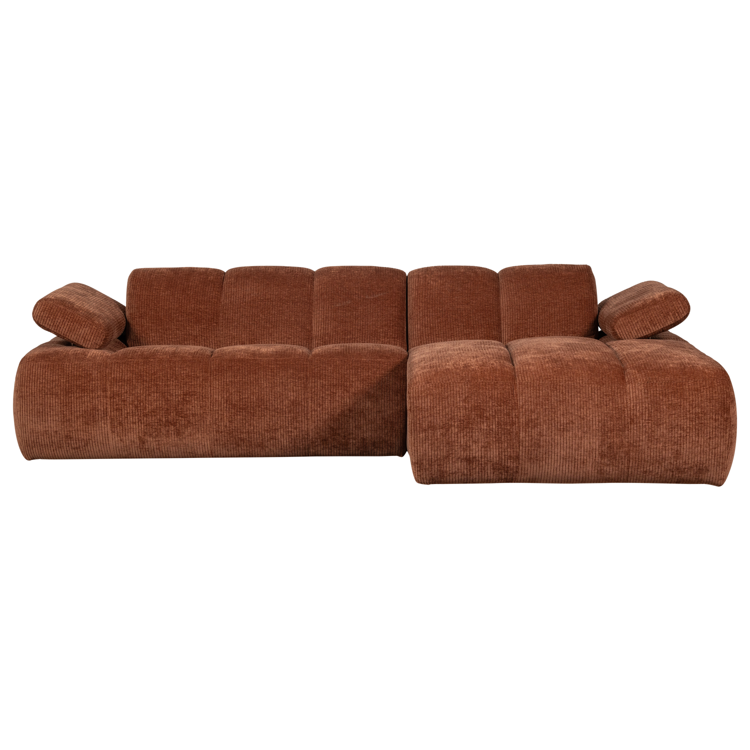 Divano chaise longue mojo destra tessuto a coste tessuto marrone ruggine