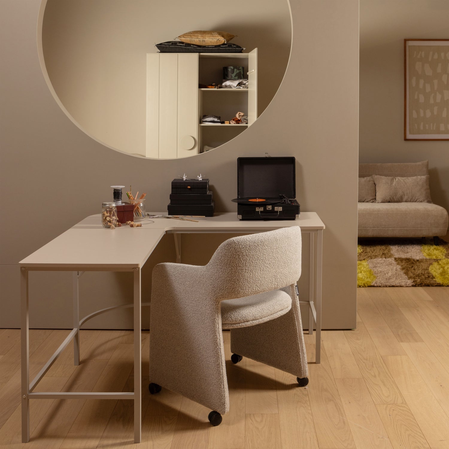 Sedia da pranzo lyric con ruote greige