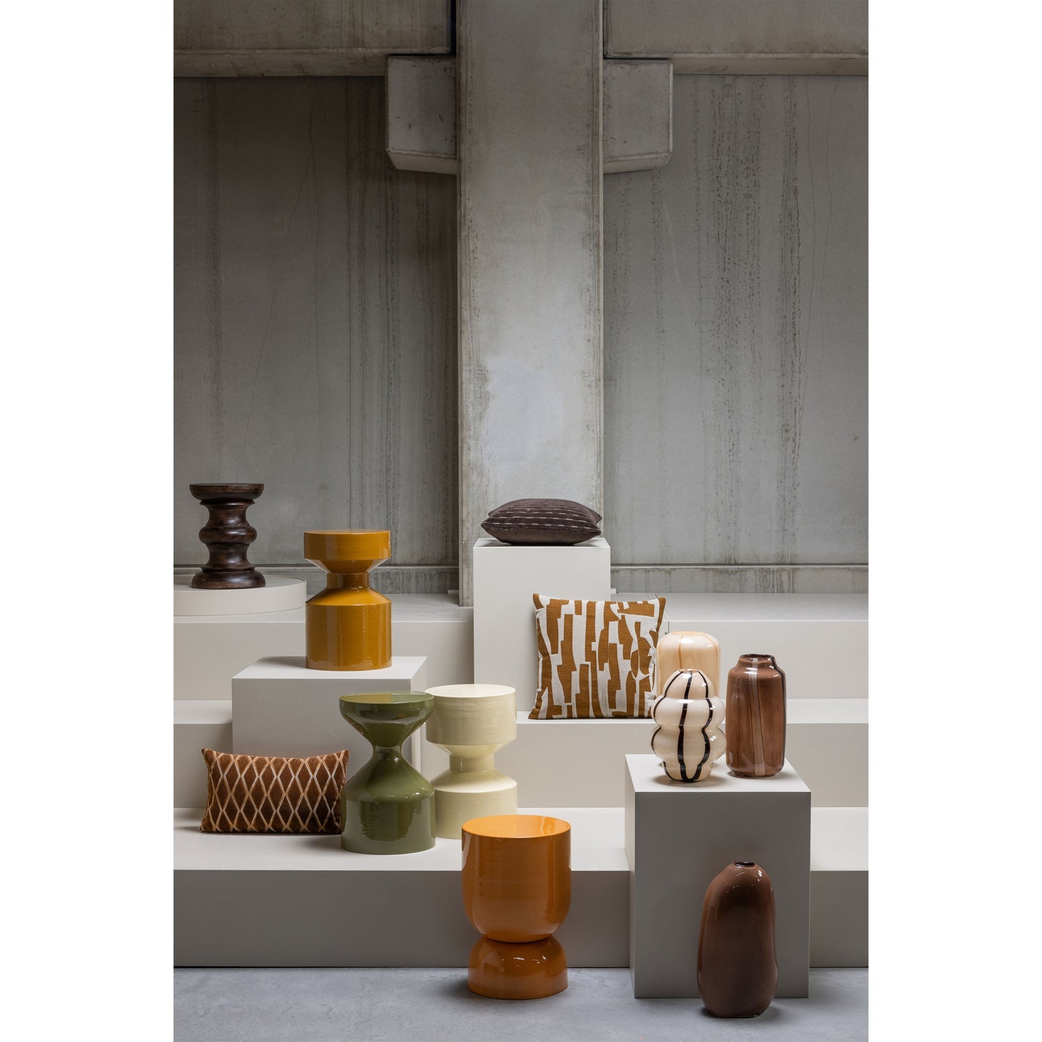 Set di 3 - cuscini isai marrone