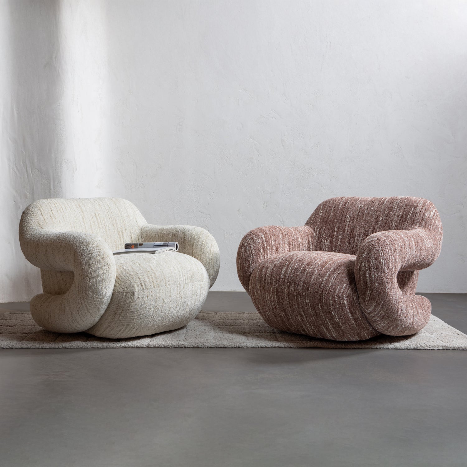 Folke poltrona ciniglia rosa antico melange