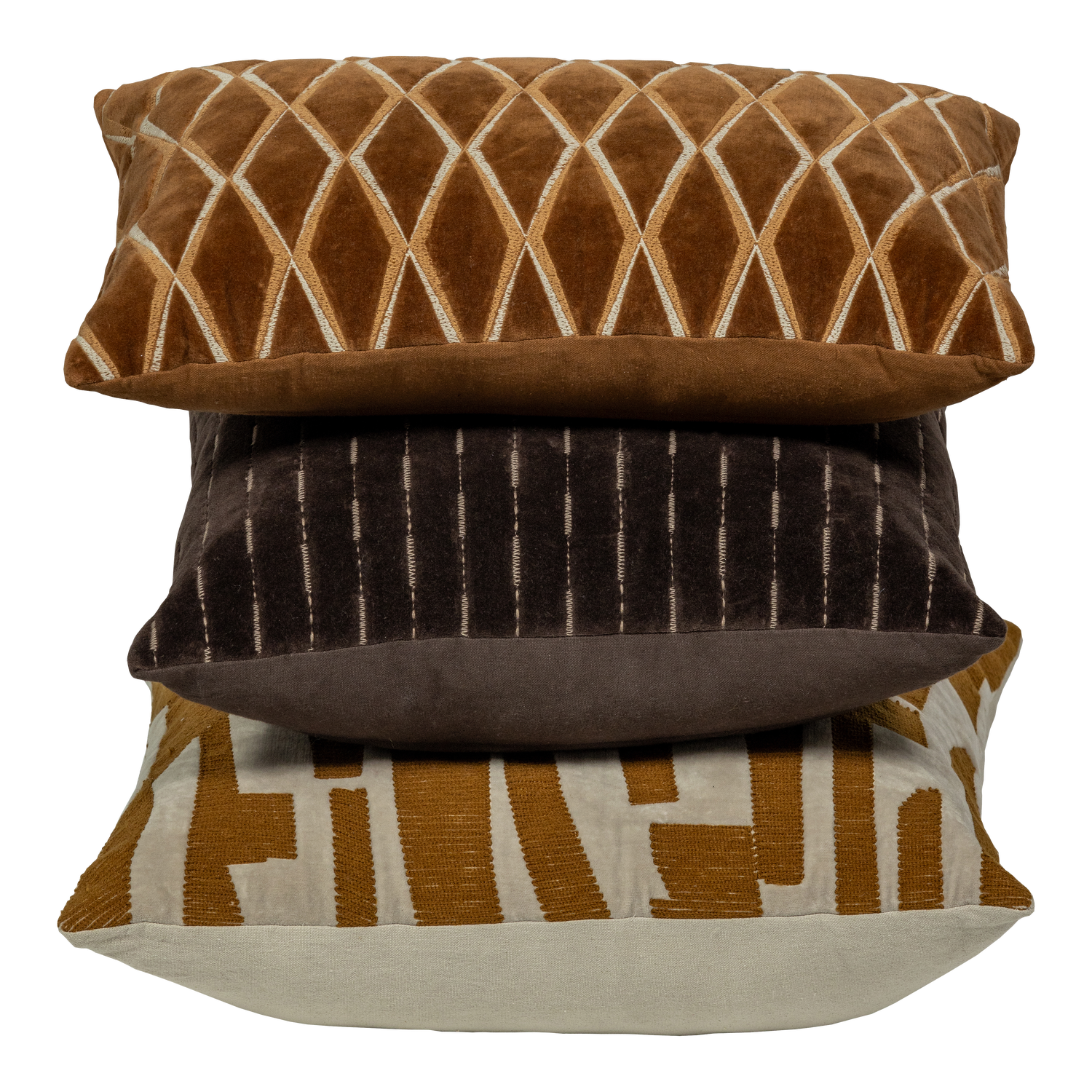 Set di 3 - cuscini isai marrone