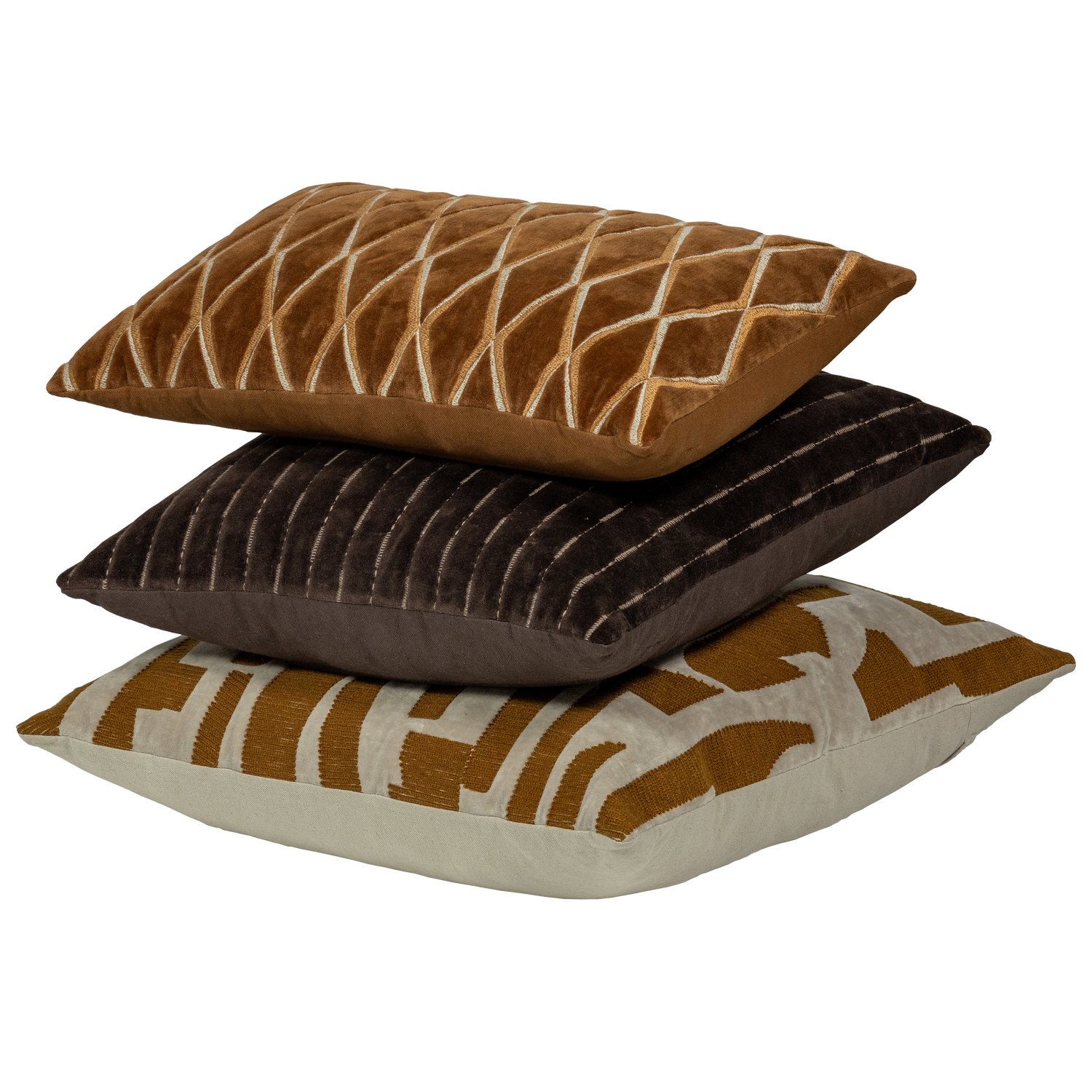 Set di 3 - cuscini isai marrone