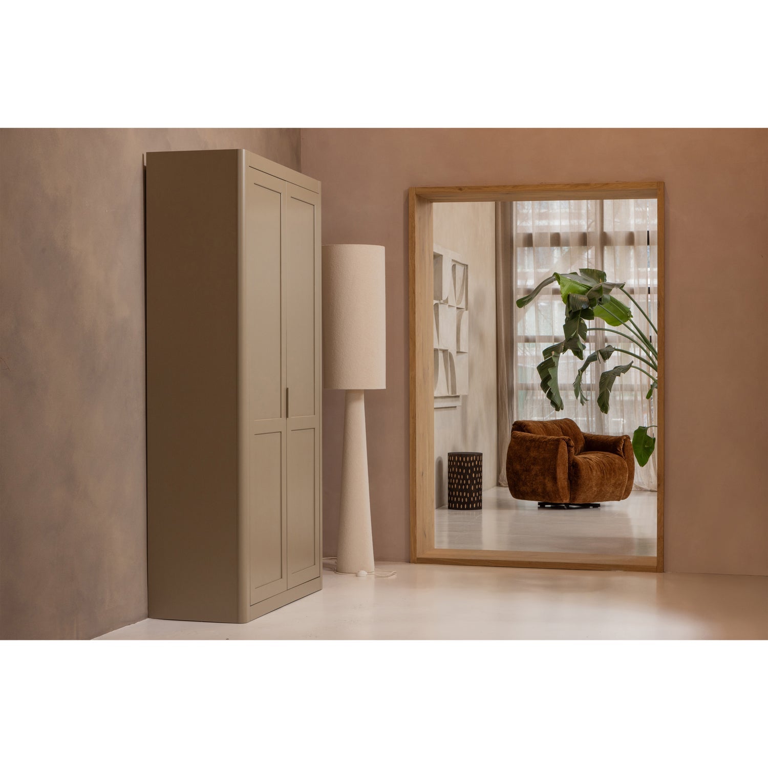 Lampada da terra loft xl metallo/bouclé naturale 187xø35cm