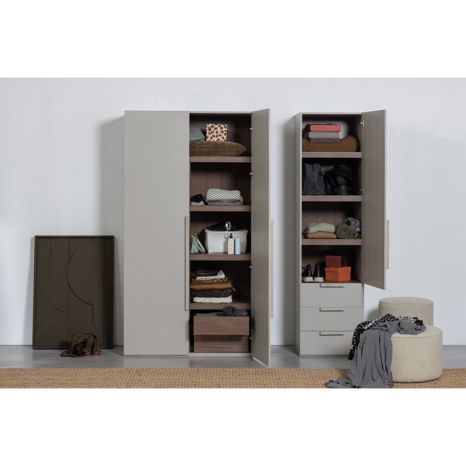 Rens armadio 2 ante maniglia lunga noce/grigio ciottolo