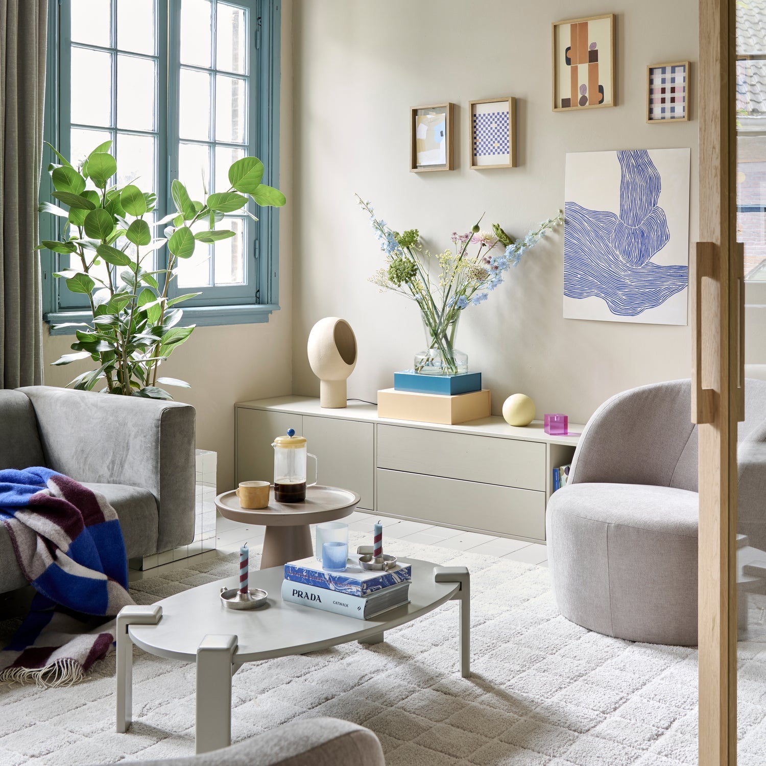 Mobile tv settle down 200cm polvere di pino